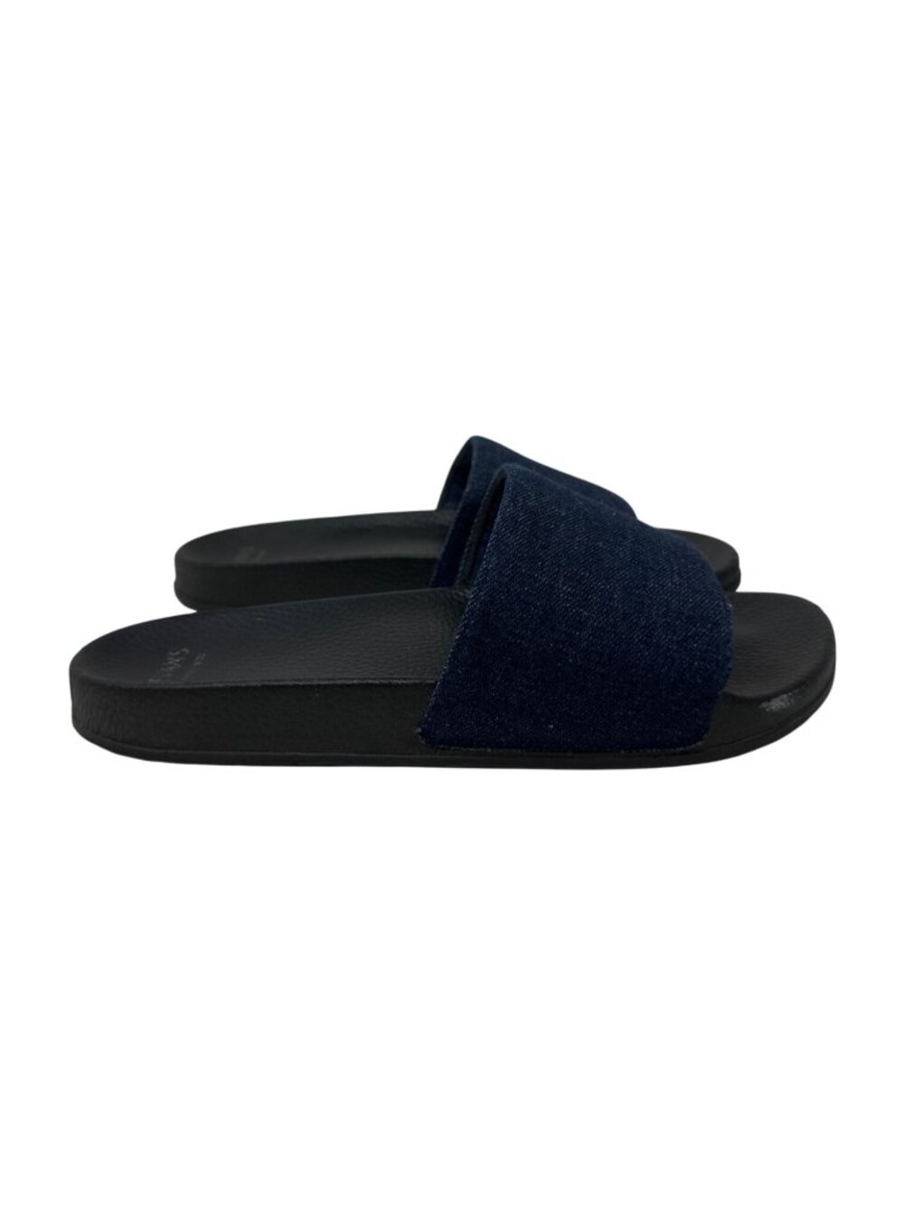 Evans Extra Wide Navy Slide Sandals Denim Upper Women's Size 9W